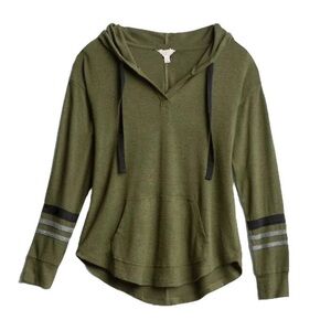 Market & Spruce Olive Hoodie with Black and Gray Stripes